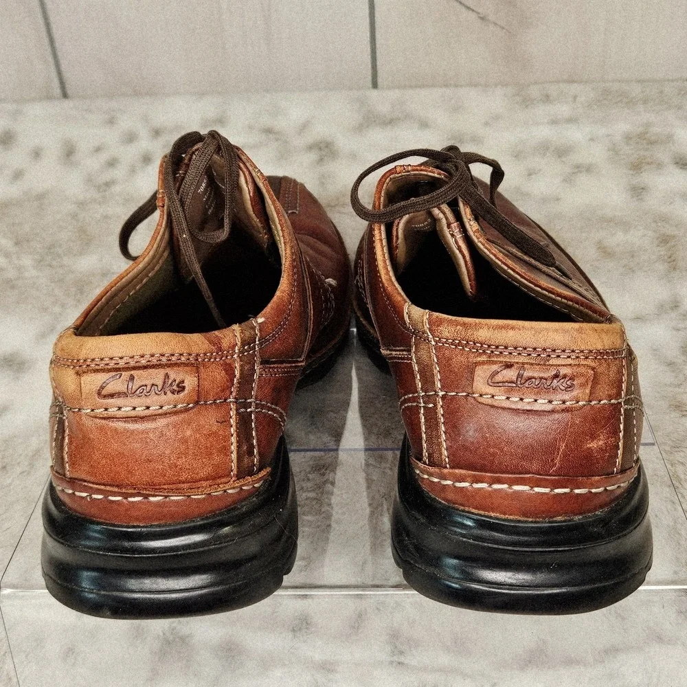Clarks Brown Leather Lace Up Casual Oxford Shoes 11.5 M 70852 Gorpcore Dad Shoe